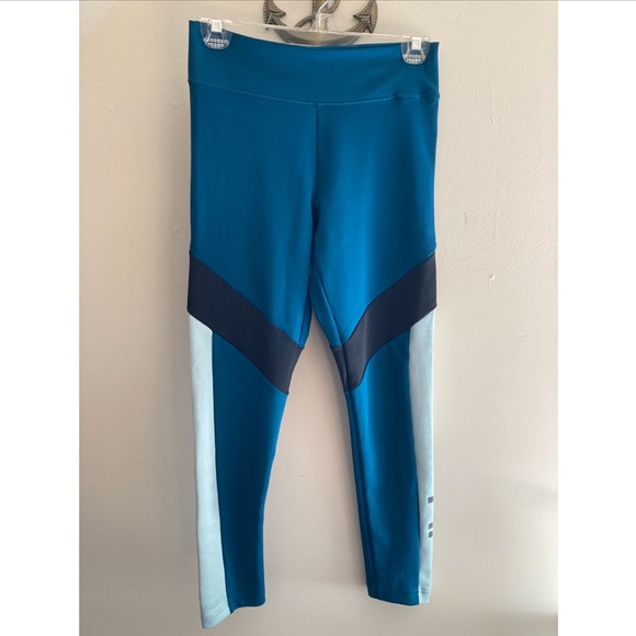 Adidas Blue/Teal climalite logo leggings size Small - Picture 3 of 8